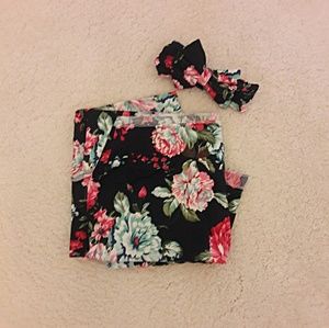 Floral swaddle and headband set